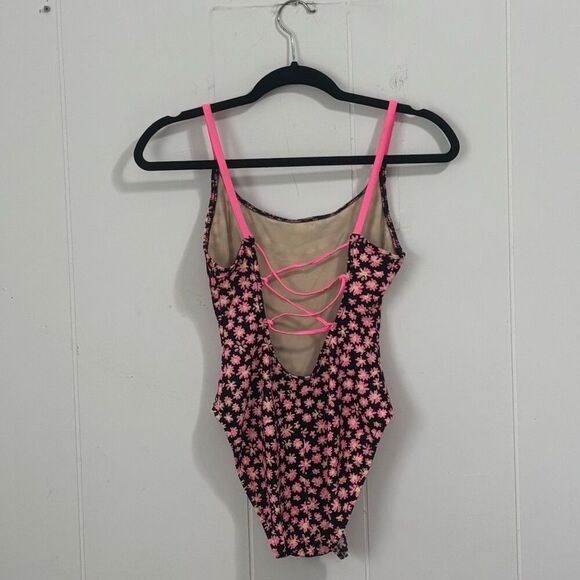 Vintage Pacific Connections Neon Pink Daisy One Piece Swimsuit Medium - Picture 3 of 5